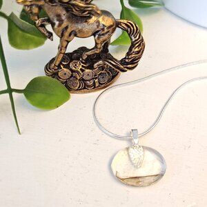 OOAK Minimalist nature inspired pendant Handmade fused glass pendant + necklace